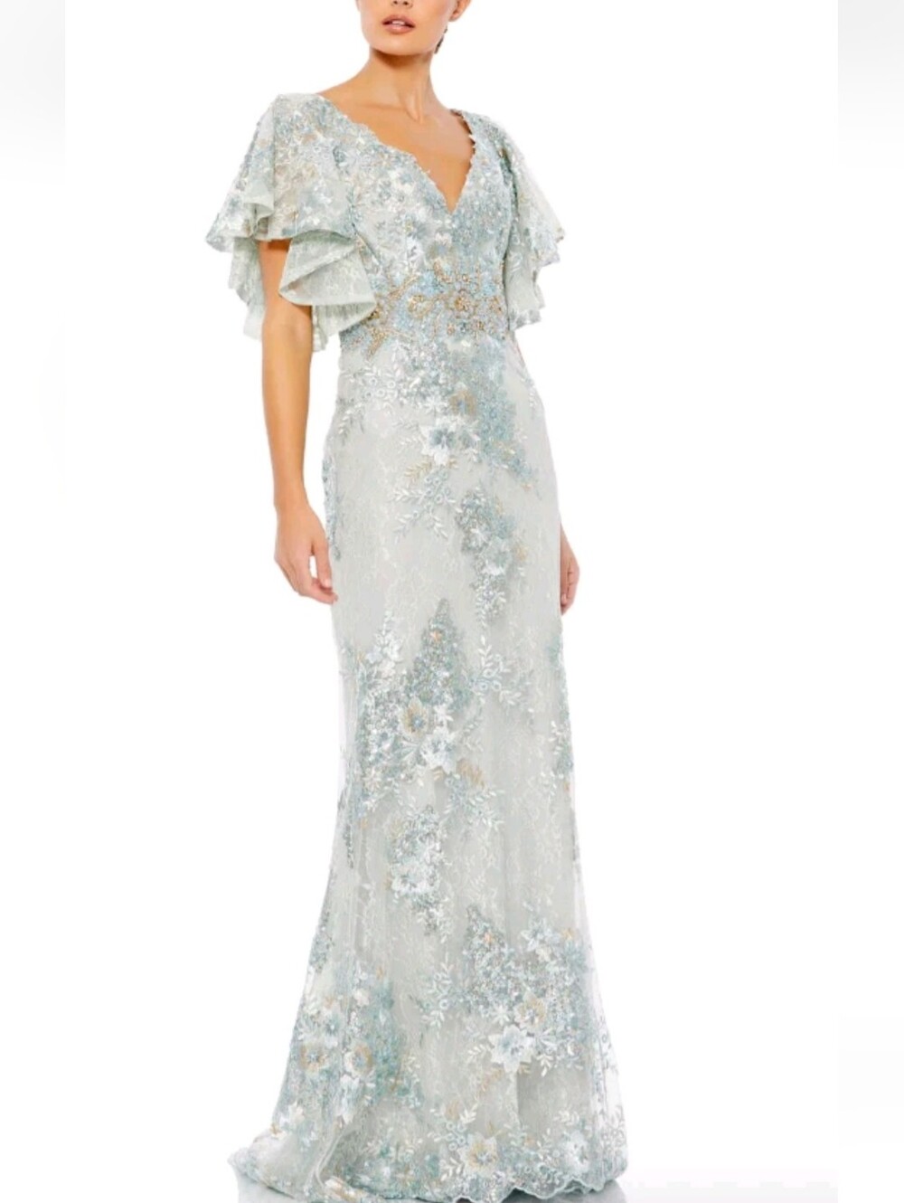 NWT MAC DUGGAL | $498 Bell Sleeve Embellished Evening Gown